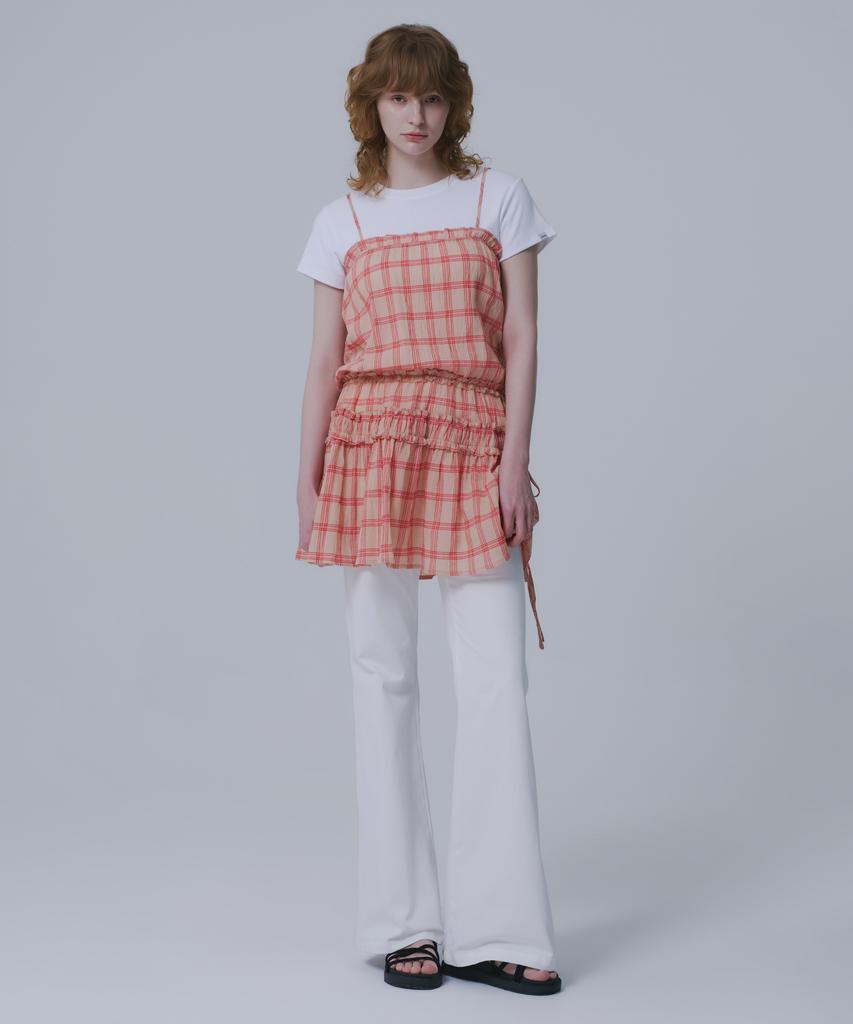 War For Woman Whd-02 Check Shirred Dress_Red