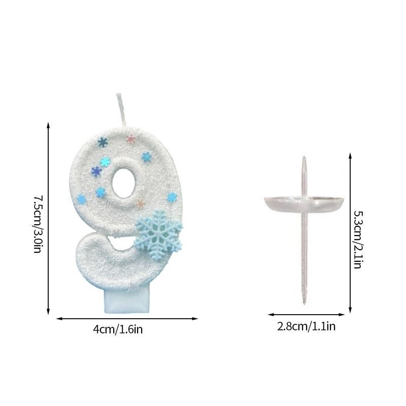 Цифровая Свеча для Украшения Торта Снежинка Свечи с Цифрами для Девочки Ребенка Топпер для Торта на День Рождения Вечеринка Baby Shower Рождественский Декор