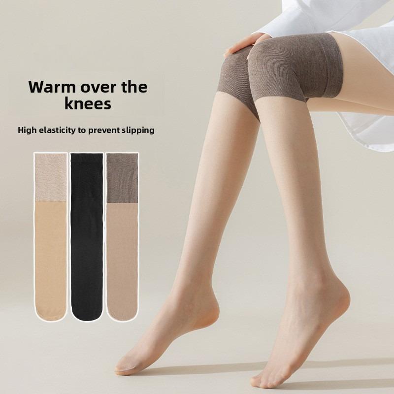 Весенняя, осенняя и зимняя защита коленей, кондиционированные шелковые чулки, длинные чулки, шелковые чулки с переплетением, устойчивые к зацепкам, чулки выше колена