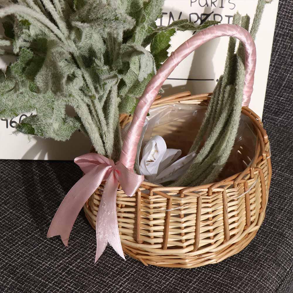 Ручка Прочная Для дома Плетеная из ротанга Свадебная Корзина для цветов для девочки-цветочницы Органайзер для мелочей Настольное украшение Корзина для хранения