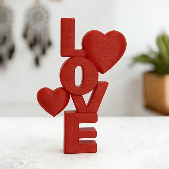 3D-печатная фигурка любовного письма, Красное сердце LOVE Настольное украшение для декора свадьбы и годовщины, Романтический знак на стол ко Дню святого Валентина для спальни,