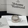 Двухслойное кольцо Vivienne Westwood с инкрустацией фианитами и бриллиантовым логотипом - Искрящиеся благородные кольца для пары