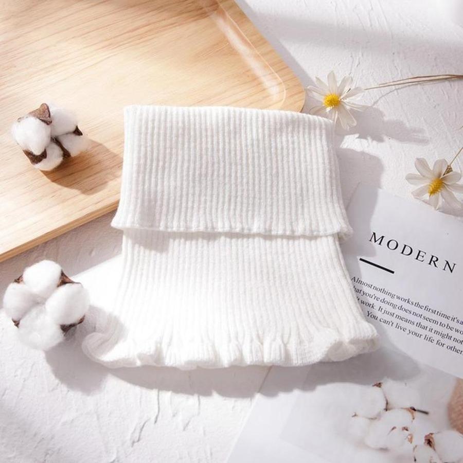 Women Turtleneck Ribbed Knit False False Collar Winter Ruffles Detachable Windproof Wrap Scarf