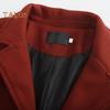 Men Woolen Coat Lapel Long Sleeve Single-Breasted Solid Color Mid-length Coat Autumn Winter Warm Outwear
