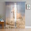 Running Wild Horse Tulle Curtains for Living Room Bedroom Modern Voile Curtain Kitchen Chiffon Sheer Curtains
