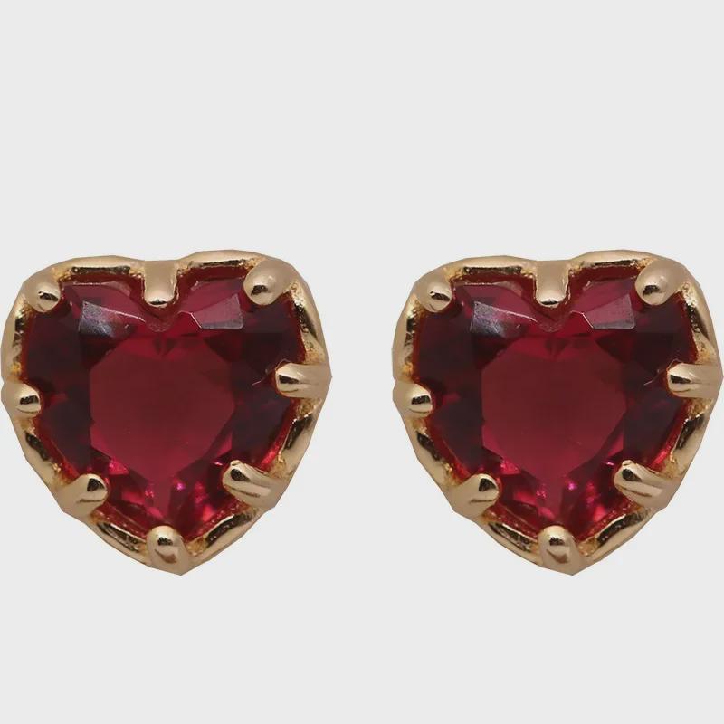 Серьги из серебра 925 пробы с розовым персиковым сердцем — элегантный красный дизайн для женщин