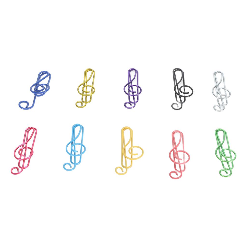 100 шт. милые скрепки для заметок 10 цветов металлические скрепки в форме музыкальных нот скрепки для стола