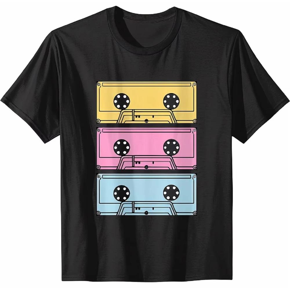 Мужская ретро-винтажная музыкальная футболка Relive The 80s Embrace The Tunes Graphic Printed Women Men T Shirts Camisetas