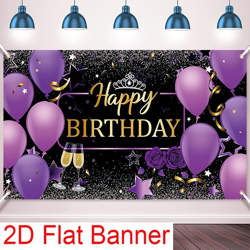 2D flat banner, 1 piece, birthday celebration banner, purple birthday celebration logo,zyc