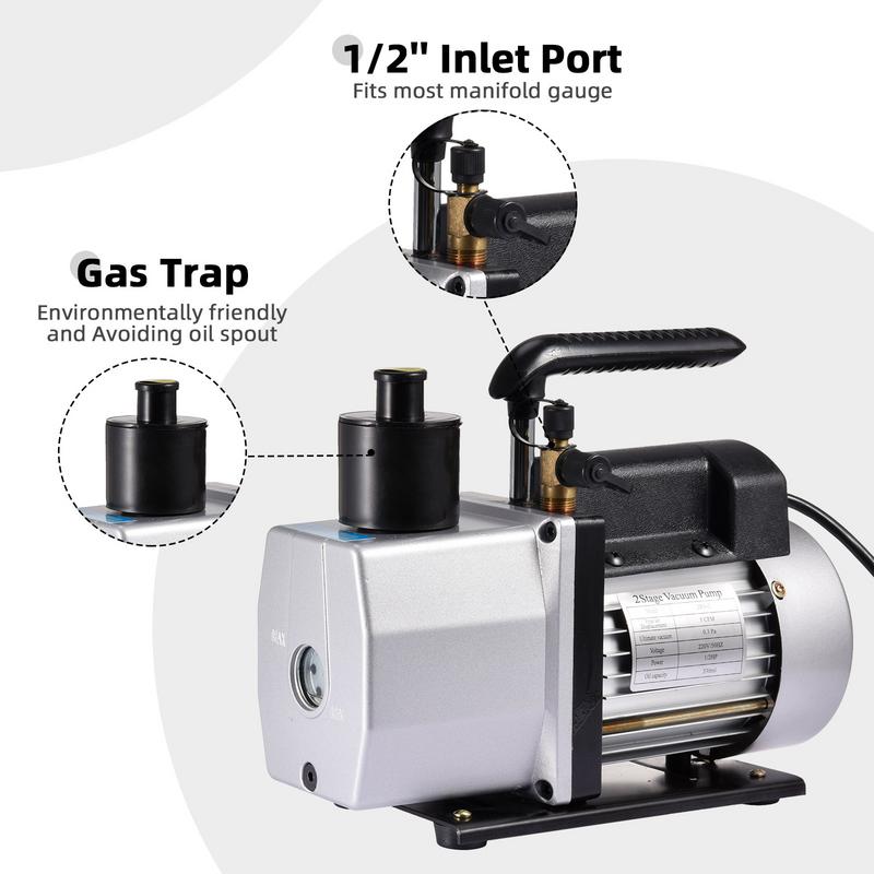 Черный вакуумный насос 5CFM, бумажная коробка, двухступенчатый роторно-пластинчатый вакуумный насос с высокой эффективностью и низким уровнем шума