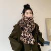 Fashion Printed Leopard Cashmere-Like Scarf for Women Winter Long Shawl Windproof Protection Outdoor Keep Warm Scarves Wrap