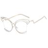 Unique Cat Eye Half Metal Frame Glasses Women Vintage Irregular Steampunk Eyeglasses Fashion Luxury Elegant Spectacles Popular