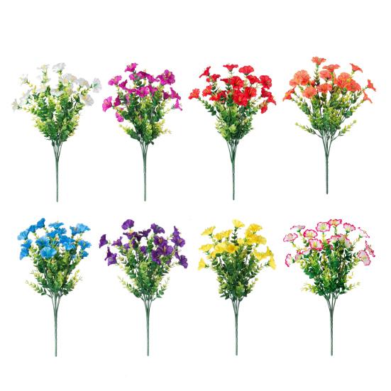 Искусственная ипомея с листьями эвкалипта, устойчивая к ультрафиолетовому излучению, реалистичная искусственная шелковая цветочная композиция для свадебной вечеринки, внутреннего и наружного использования, украшение из искусственного цветка