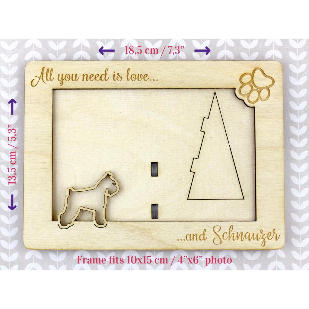 Schnauzer I – Photo frame, engraved wooden frame | Art-Dog