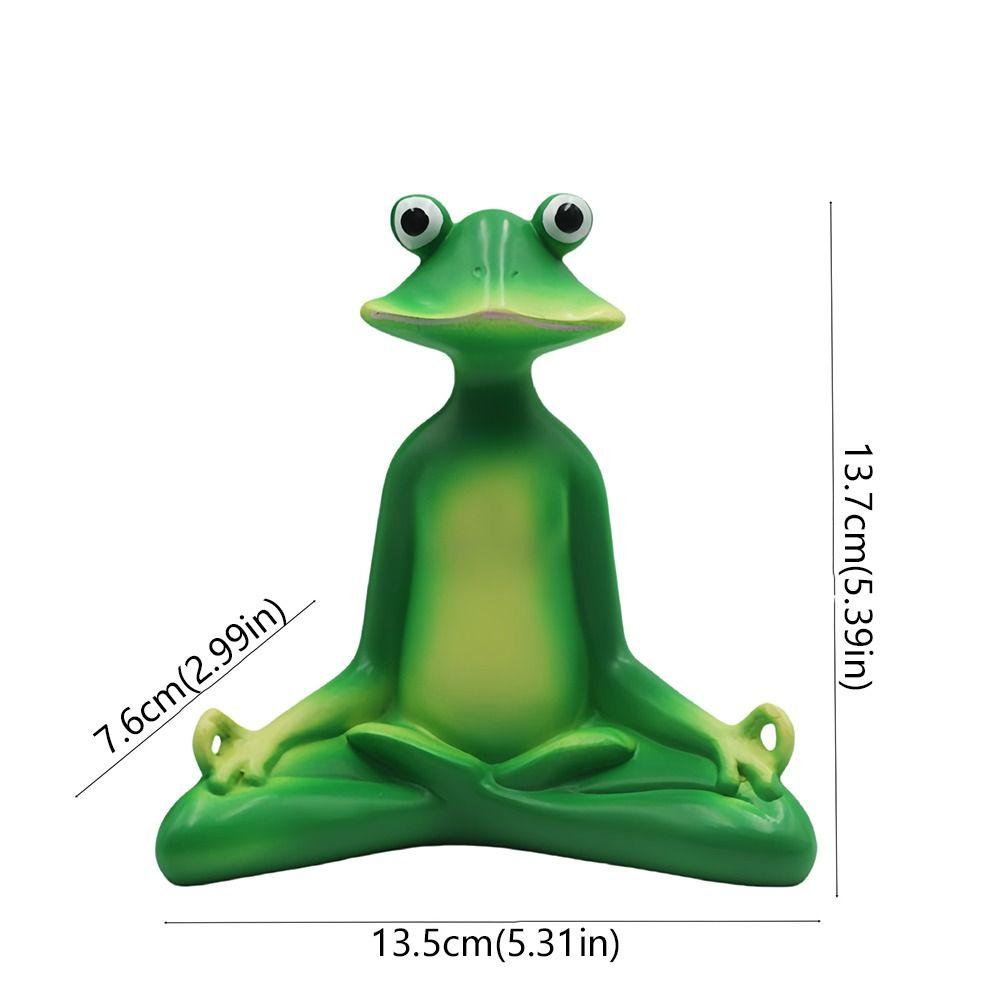 Green Zen Meditation Frog Statue Resin Crafts Garden Animal Figurine for Outside Lawn Outdoor