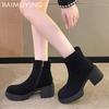 Chunky Platform Women Ankle Boots Suede High Heels Retro Shoes Winter 2025 Trend Designer New Motorcycle Boots Goth Botas Mujer