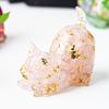 Gifts Curled Tail Crystal Cat Figurine Gold Foil Accents Handcrafted Style Cat Statue Cat Ornament Living Room Decor