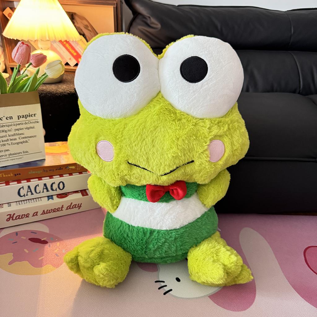 Очаровательная плюшевая игрушка Sanrio Kero Kero Keroppi, милые набивные лягушки с большими глазами, коллекционная кукла Peluche, декор для дивана, кровати, дома, подарок