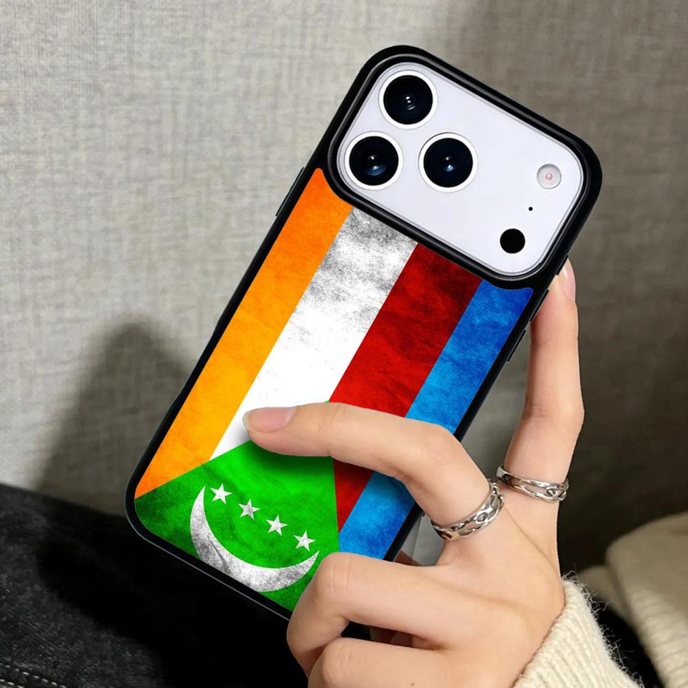 Чехол Case для iPhone 17 Air 16 Pro Max 15 Plus 11 13 Mini 14 12 Задняя крышка телефона Флаг Коморских Островов мягкий