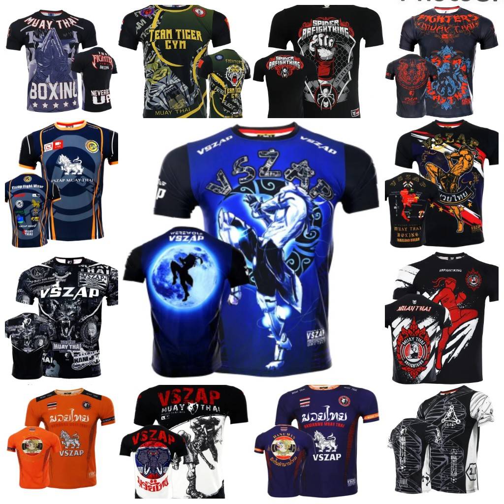 Boxing Muaythai Kickboxing Wrestling MMA UFC Tshirt Men Summer Quick Dry Material Art Short Sleeve Top Casual O-neck Fitness Loose Pullover