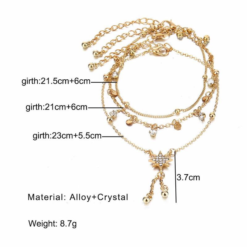 Bohemia Multilayer Anklet Set Sequ Star Ankle Bracelets for Women Beach Foot Jewelry Leg Chain