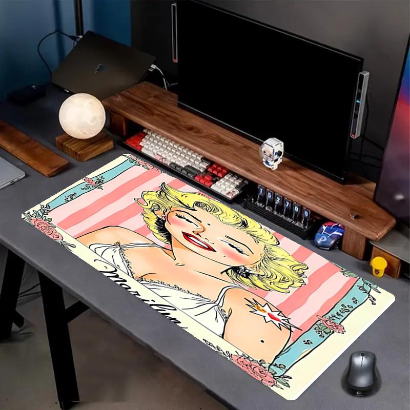 Marilyn Monroe Print Mouse Pad, Anti‑Slip Desktop keyboard Mat, for PC Laptop Gaming Working Daily Use, Cool Festival Surprise Gift