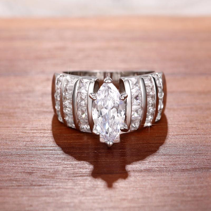 Huitan Великолепное женское кольцо с инкрустацией brilliant marquise CZ, геометрический дизайн, аксессуары для вечеринки, модные свадебные, очаровательные украшения