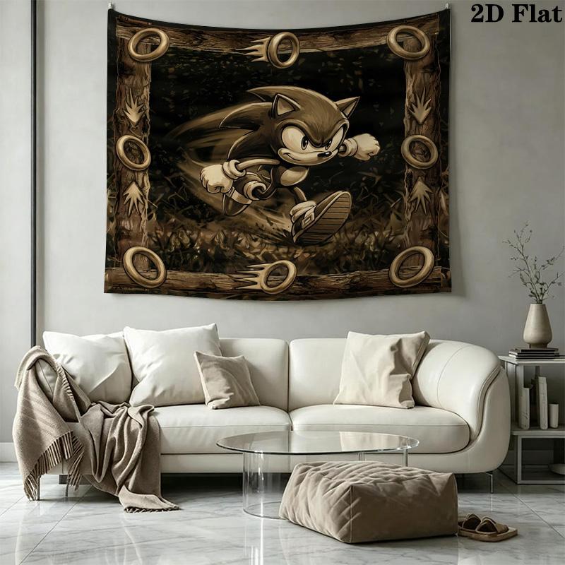 Sonic Hedgehog Wall Tapestry Aesthetic Wall Hanging Printed Fabric Blanket Decorative Tapestries For Bedroom Living Room Home Decor