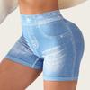 Sexy Imitation Denim Seamless Yoga Shorts for Women Running Sports Leggings Female Ruched Skinny Gym Fitness Short Pants