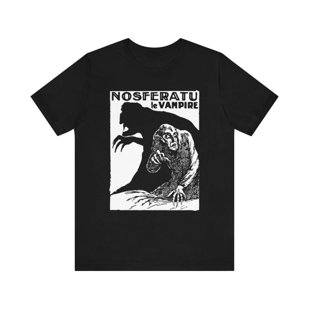 Nosferatu the first silent horror classic film Tshirt with retro gothic art style unisex streetwear suitable for all seasons