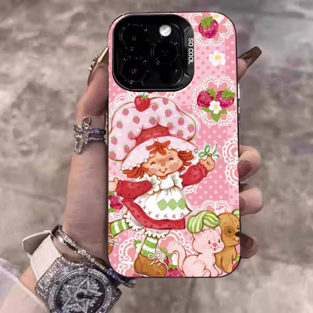 Анимированный чехол для телефона S-Клубничный S-Шорткейк Для IPhone 17 16 15 14 11 12 13 Pro Max Plus Pro Цветной Серебряный Чехол