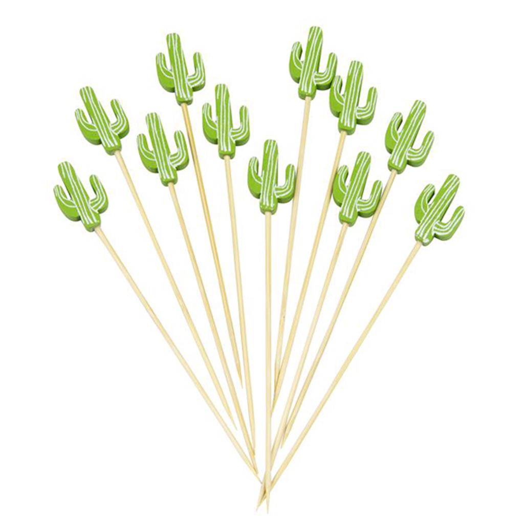 Les Trésors De Lily [Q3290] - Set of 20 Green 'Cactus' Wooden Aperitif Picks - 12 Cm