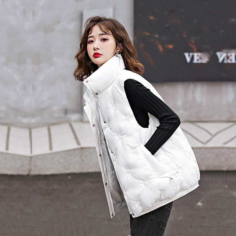 Осень-зима, однотонная утепленная верхняя одежда с хлопковой подкладкой, воротник-стойка, теплая куртка без рукавов, пальто, жилет для женщин