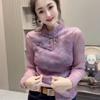 Spring Design Stand Collar Tie-dye Shirt New Long-sleeved T-shirt Women's Slim New Chinese Style Top