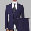 Мужской деловой повседневный пиджак, маленький костюм, облегающее банкетное свадебное платье, однотонный костюм, комплект из трех предметов