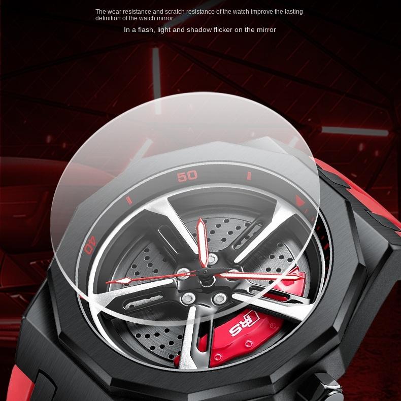 Мужские автомобильные колеса SVJ, модифицированные трехмерные полые вращающиеся кварцевые часы для спортивных автомобилей RS7