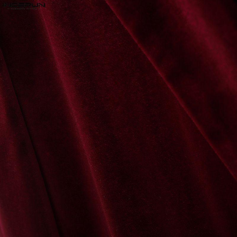 INCERUN Зима Осень Мужской Пиджак из Бархата с Заостренными Лацканами и Длинными Рукавами, Длинные Брюки, Повседневные Наряды, Комплекты из Двух Предметов