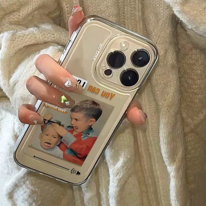 European and American trendy brands are suitable for iphone15promax mobile phone case, transparent Apple 16 anti-drop 14pro personality 13/12