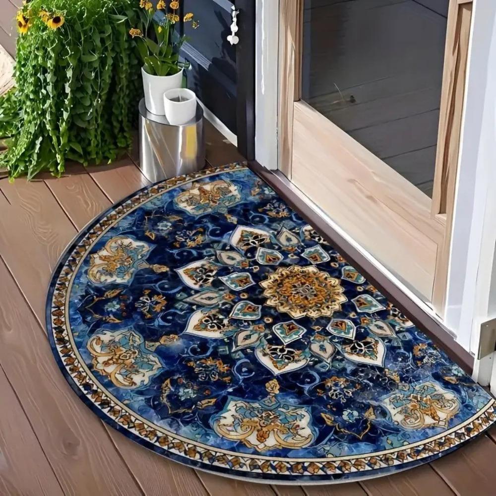 Boho Half Round Doormat Floral Pattern Floor Mat High Quality Welcome Rugs Indoor Outdoor