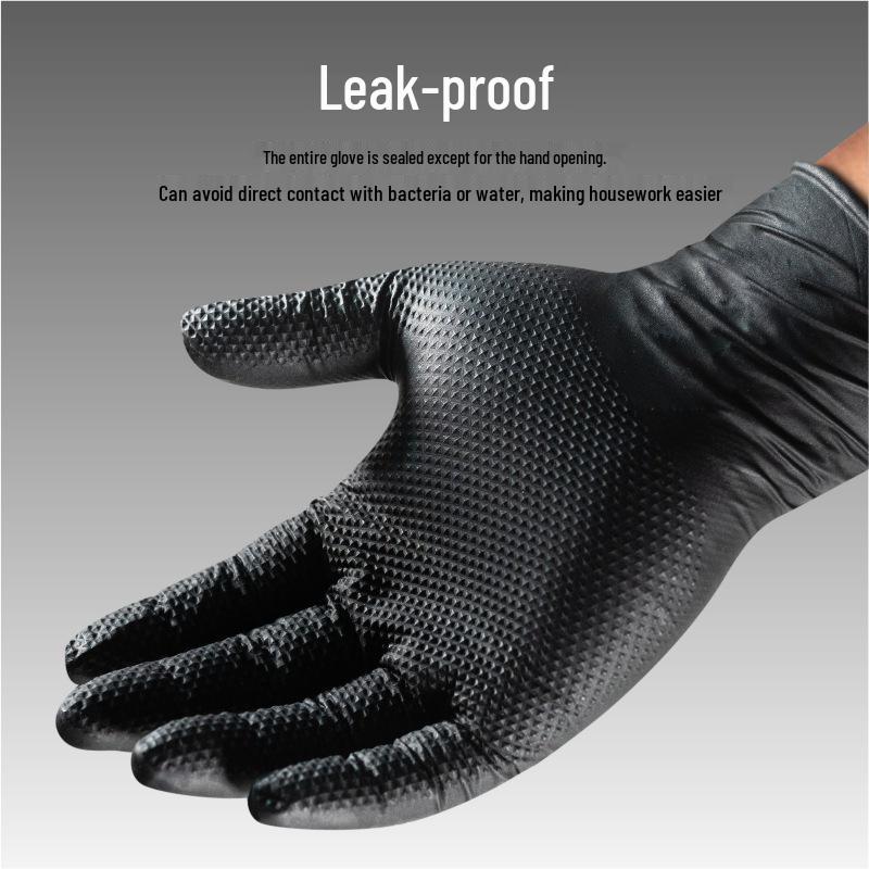 Thick Diamond Pattern Wear-Resistant Disposable Nitrile Gloves for Industrial and Automotive Use