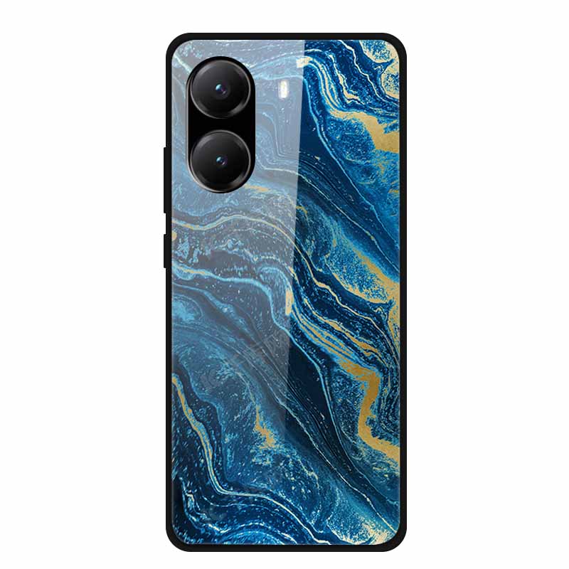 Закаленное Стекло Чехол для Poco X7 Pro Задняя Крышка ПК Жесткие Ударопрочные Чехлы для Xiaomi PocoX7 Pro Funda Мраморная Текстура Модный Coque