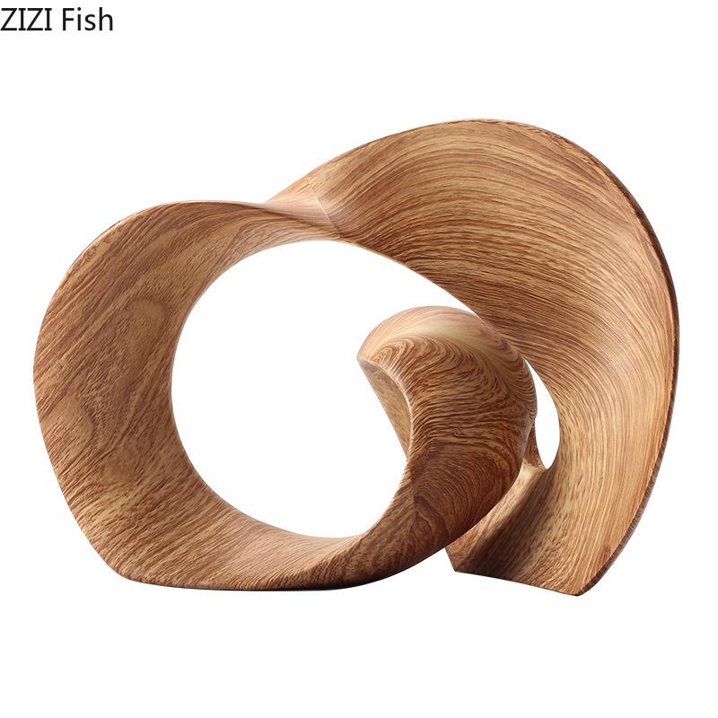 Имитация Дерева Скульптура Ленточные Украшения Настольное Украшение Скрученное Кольцо Креативная Геометрическая Смоляная Скульптура Эстетичный Декор Комнаты