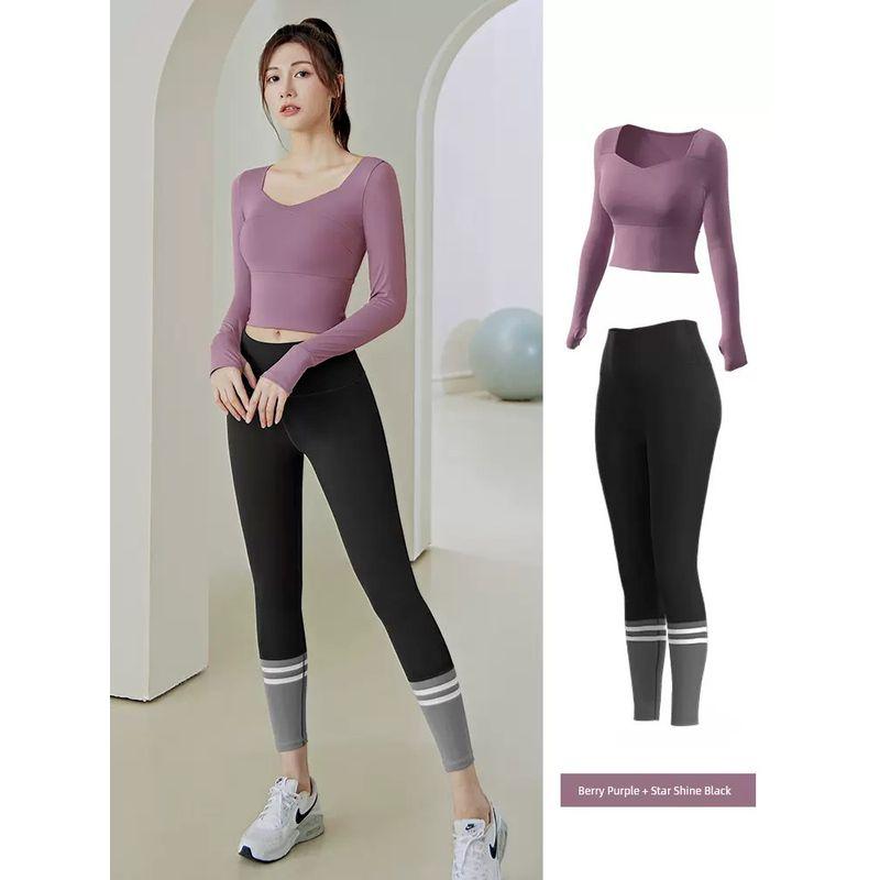 Pilates Yoga Clothes for Women 2025 New Arrival Running with Chest Pad Professional Quick-Drying Sports Long-Sleeved Top Fitness Suit