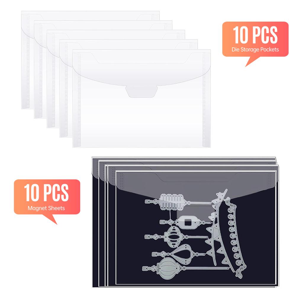 20 шт. карманов для хранения штампов и 20 шт. магнитных листов для хранения штампов в ремесленной штампе 190*140 мм