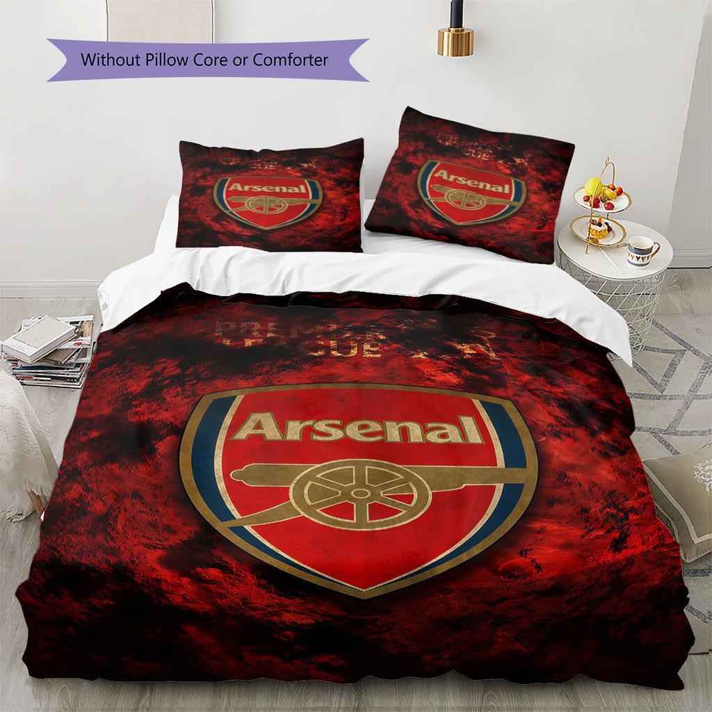 Arsenal F Pattern Bedding,Quilt Set Quilt Cover Pillowcase Home Birthday Gift(1 * duvet cover + 2 * pillowcase, without core)