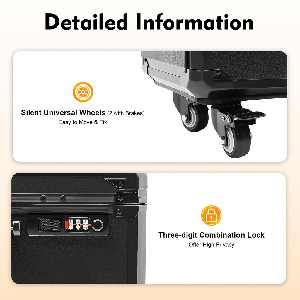 Professional 3-Drawer Rolling Makeup Case with Lock, 20kg Capacity Mobile Beauty Cart on Wheels for Makeup Artists Travel