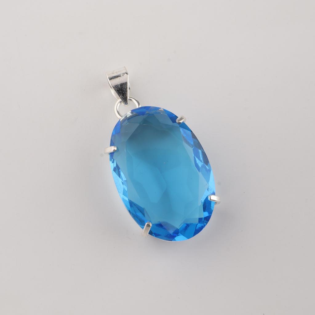 Швейцарский голубой топаз драгоценный камень 925 стерлинговое серебро ручная работа праздничный кулон для женщин, кулон с топазом для матери PP-64-9