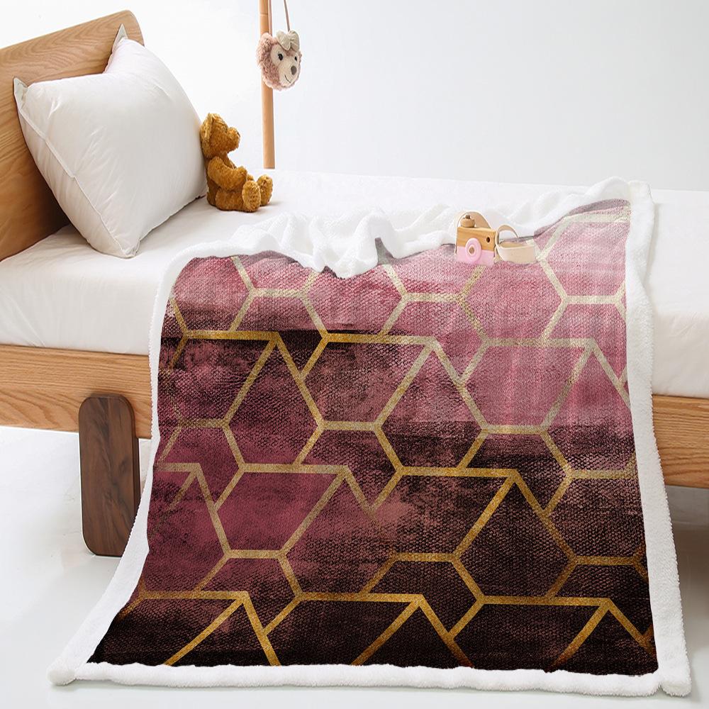 Blanket Geometric Rhombus Digital Printing Lamb Fleece Crystal Fleece Blanket