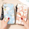 Women's Long Wallet Double Zipper Large Capacity Purse Soft Floral Female Card Wallets Phone Bag for School Student