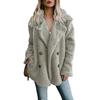 Autumn and Winter Double Breasted Loose Fleece Jacket Women Fashion Long Sleeve Plush Coat Women Vintage Solid Warm Plus Size Jackets for Women 24900